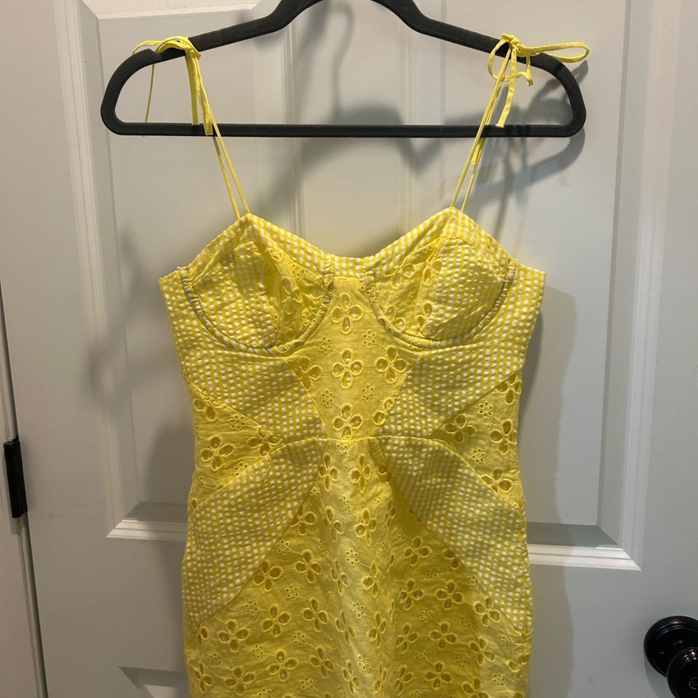 Yellow Lace Mini Dress